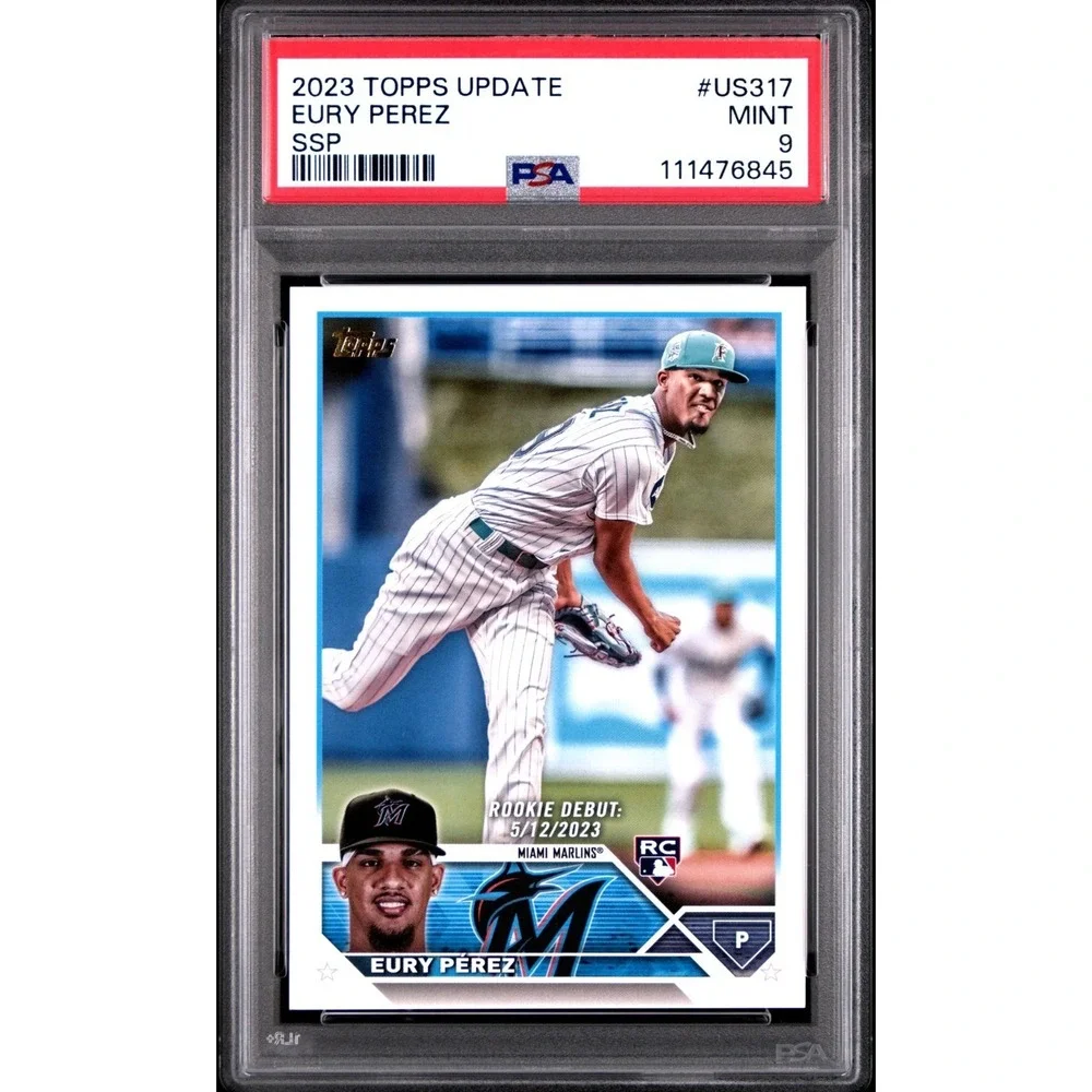 2023 Topps Update Eury Perez #US317 SSP GOLDEN MIRROR Image Variation RC PSA 9